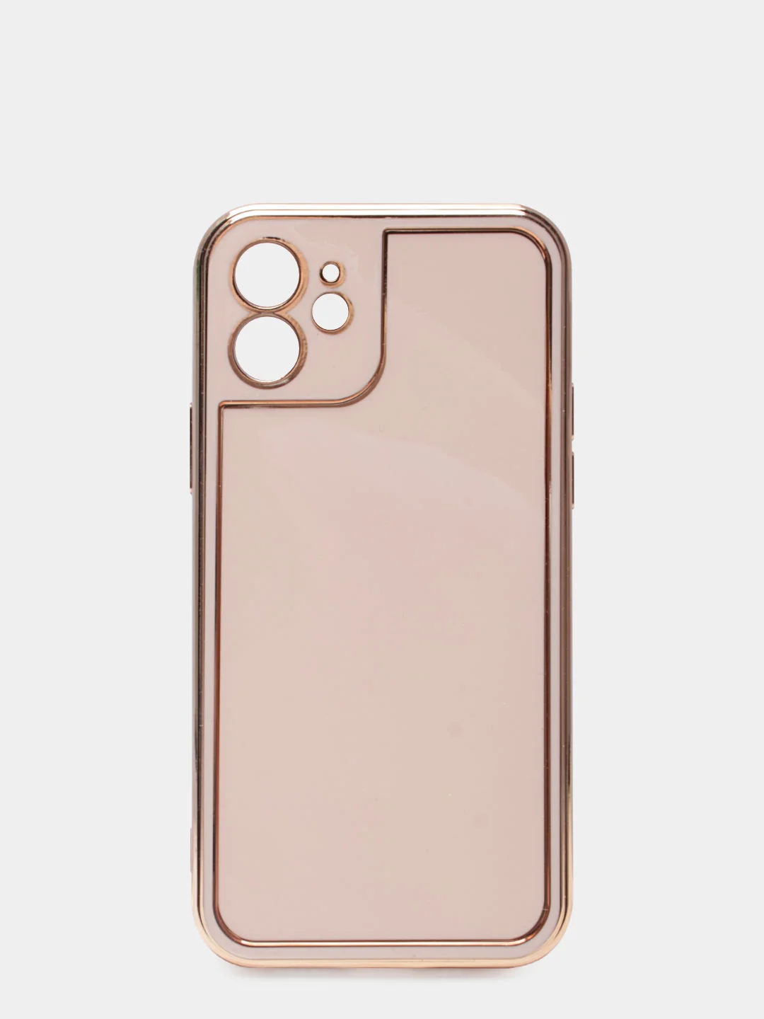 Розовый чехол для iPhone 12 (6.1), силиконовый, с хромированными вставками