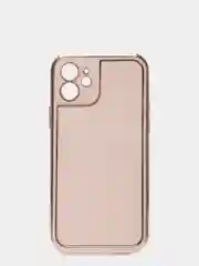 Розовый чехол для iPhone 12 (6.1), силиконовый, с хромированными вставками