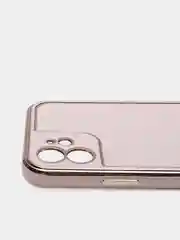Розовый чехол для iPhone 12 (6.1), силиконовый, с хромированными вставками