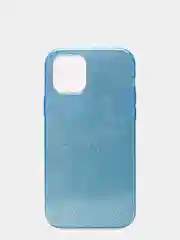 Голубой накладка iPhone 12/12 Pro, силиконовая, с пластиковой вставкой, блестящая