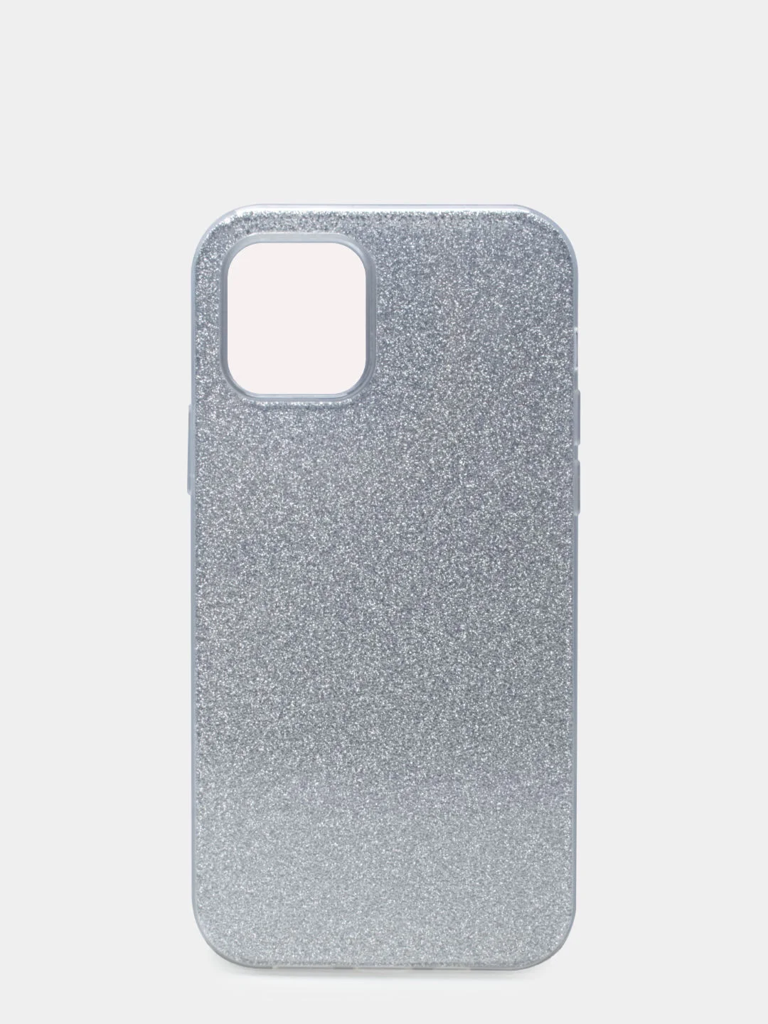 Серебряный накладка iPhone 12/12 Pro, силиконовая, с пластиковой вставкой, блестящая