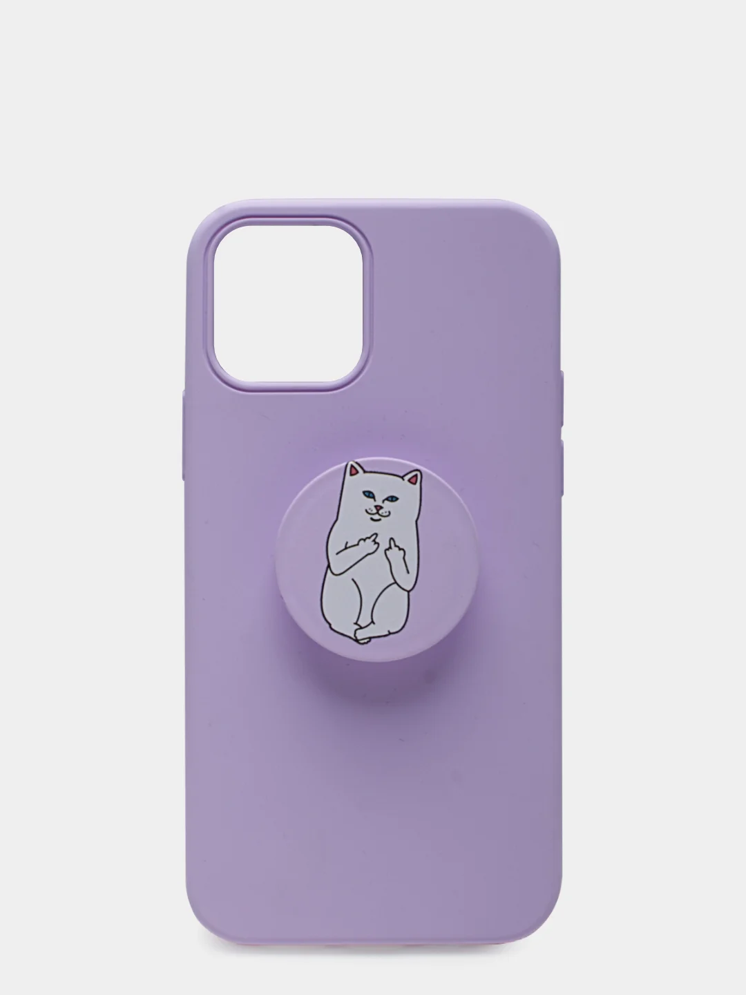 Сиреневый чехол для iPhone 12/12 Pro (6.1), силиконовый, матовый, с PopSockets