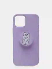 Сиреневый чехол для iPhone 12/12 Pro (6.1), силиконовый, матовый, с PopSockets