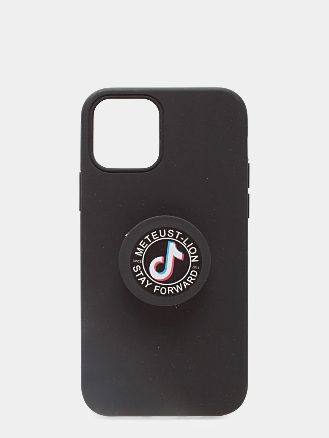 Черный чехол для iPhone 12/12 Pro (6.1), силиконовый, матовый, с PopSockets