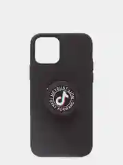 Черный чехол для iPhone 12/12 Pro (6.1), силиконовый, матовый, с PopSockets