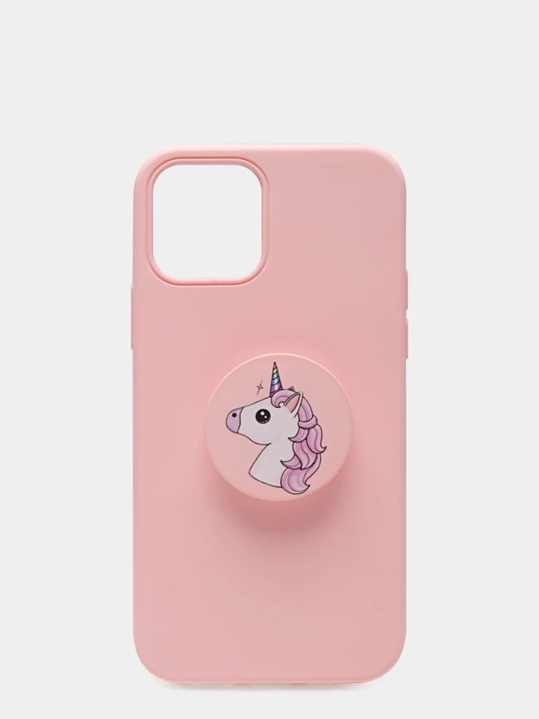 Розовый чехол для iPhone 12/12 Pro (6.1), силиконовый, матовый, с PopSockets