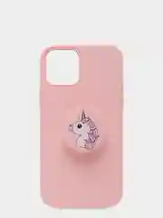 Розовый чехол для iPhone 12/12 Pro (6.1), силиконовый, матовый, с PopSockets