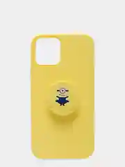 Желтый чехол для iPhone 12/12 Pro (6.1), силиконовый, матовый, с PopSockets