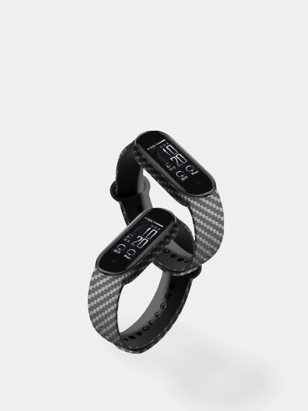Силиконовый ремешок карбоновый для Xiaomi mi band 3, 4, 5, 6, 7