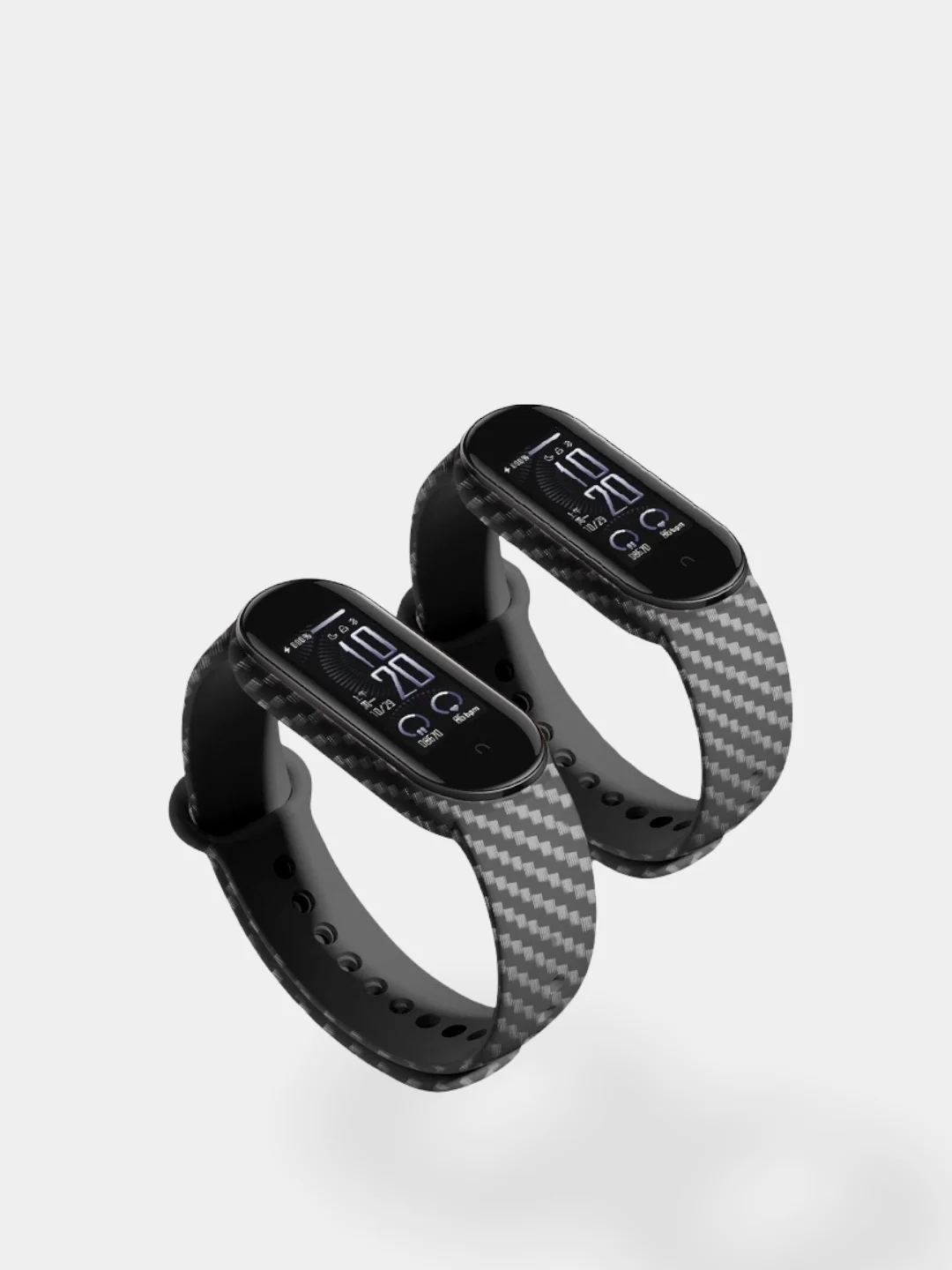 Силиконовый ремешок карбоновый для Xiaomi mi band 3, 4, 5, 6, 7