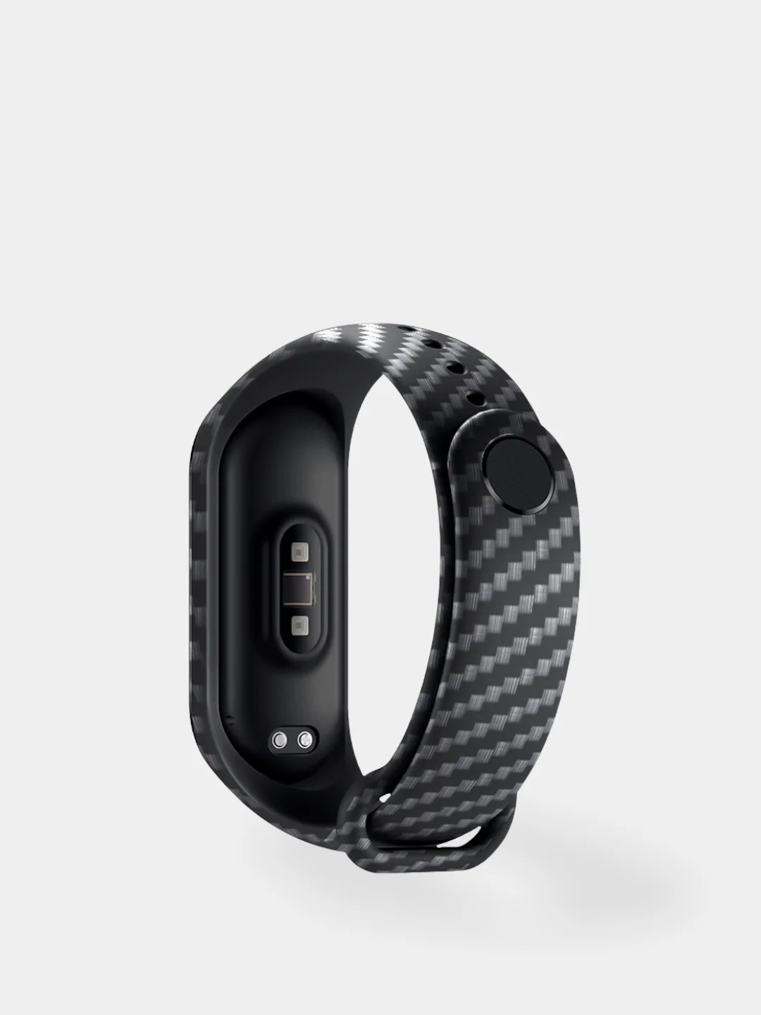 Черный силиконовый ремешок карбоновый для Xiaomi mi band 3, 4, 5, 6, 7