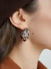 Серебряный серьги-кольца на Новый год