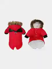Красный зимняя куртка теплая с капюшоном для собак, кошек и домашних питомцев