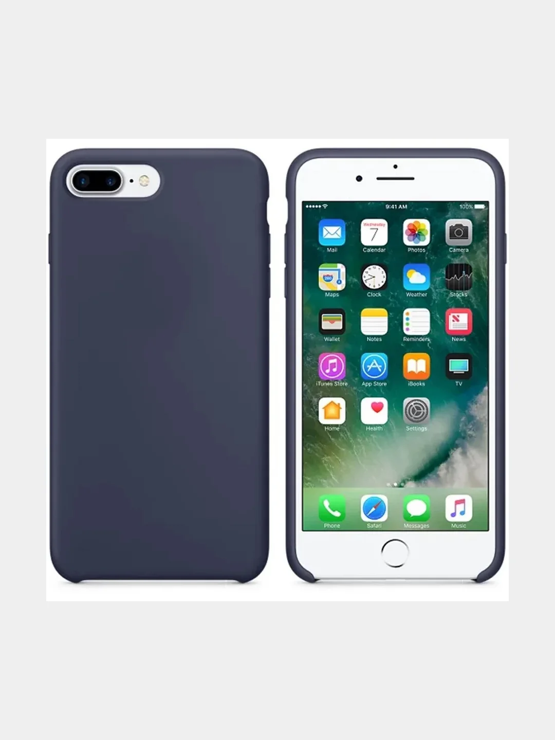 Темно-синий силиконовый чехол Silicone Case для iPhone 7 Plus / 8 Plus