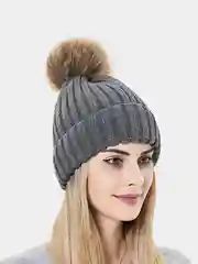 Шапка бини с меховым помпоном, унисекс