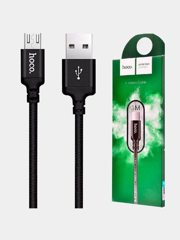Кабель USB Hoco X14, micro USB, черный, 1 м