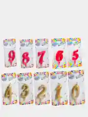 Свеча для торта "Красная-золотая", цифра: 0, 1, 2, 3, 4, 5, 6, 7, 8, 9 х  7 см