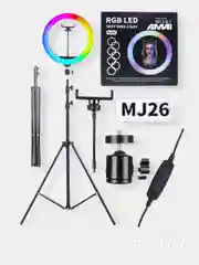 Белый светодиодная кольцевая цветная лампа RGB 26 см (LED "MJ-26) / штатив 210 см для селфи