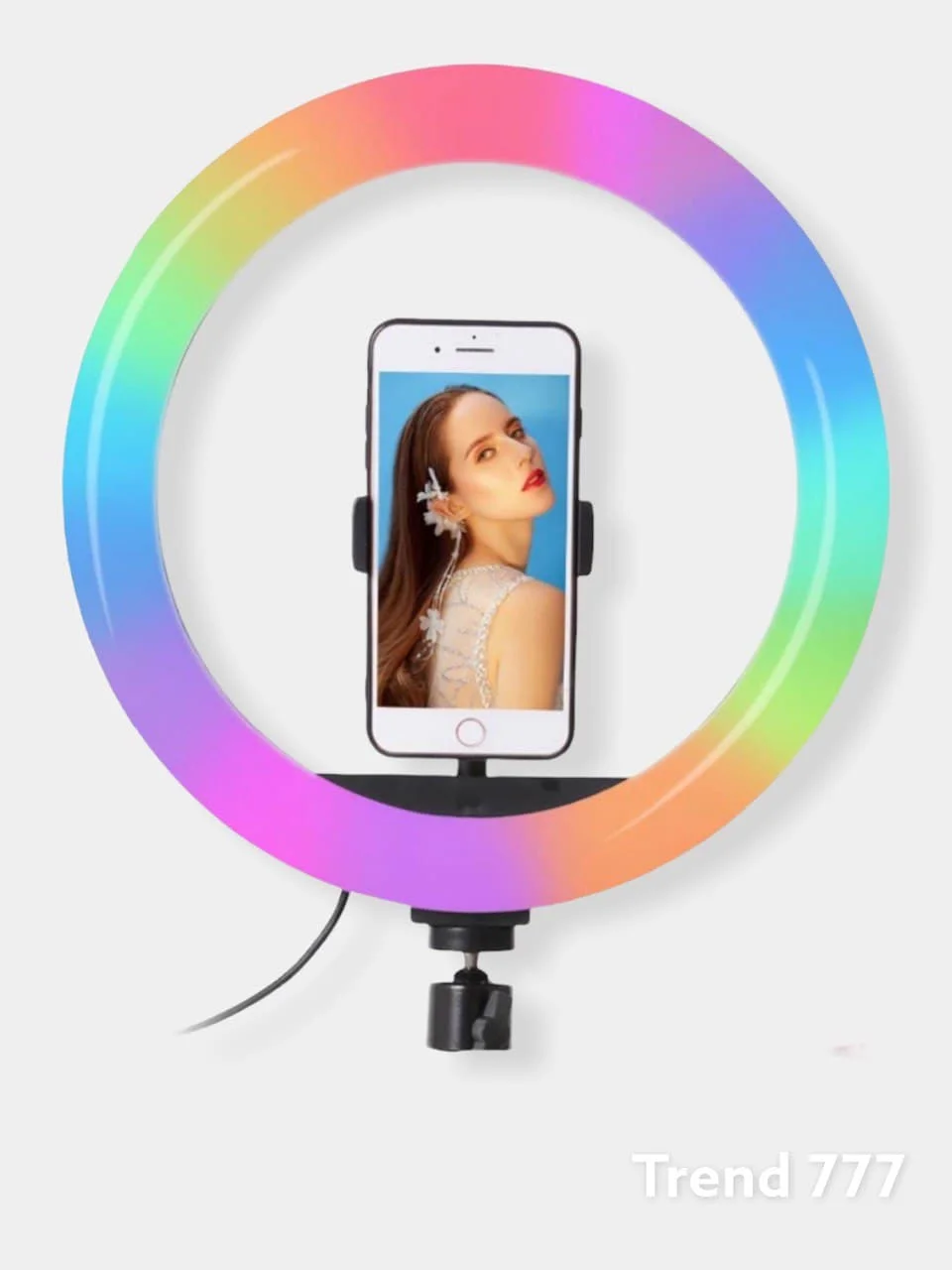 Белый светодиодная кольцевая цветная лампа RGB 26 см (LED "MJ-26) / штатив 210 см для селфи