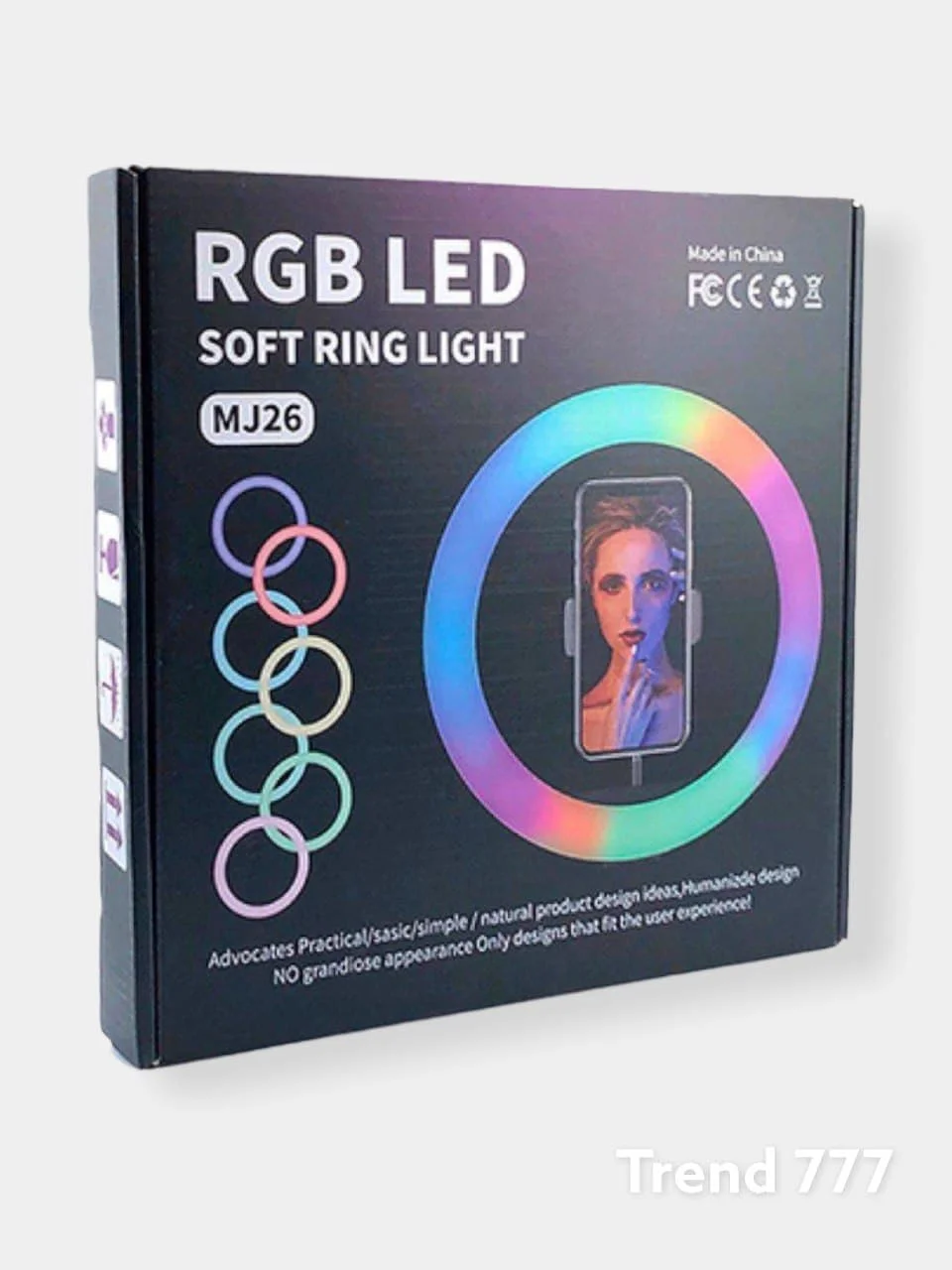 Белый светодиодная кольцевая цветная лампа RGB 26 см (LED "MJ-26) / штатив 210 см для селфи