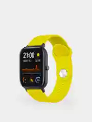 Желтый силиконовый ремешок для Xiaomi Amazfit Bip / Huawei / Samsung, 20 мм / 22 мм, с кнопкой