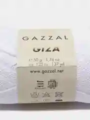 Белый пряжа Gazzal Giza 100% Мерсеризованный хлопок 50г 125м