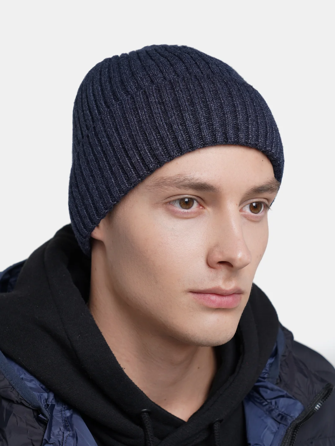Синий меланж шапка мужская  Алга