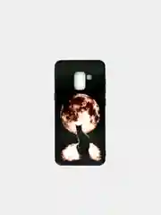 Тёмно-коричневый чехол для Samsung Galaxy A5 2018 стеклянная панель, рисунок светится в темноте