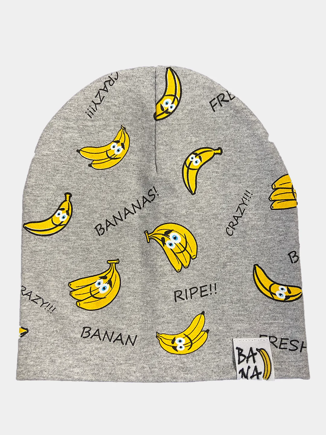 Серый меланж шапка с принтом BANANA