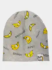 Серый меланж шапка с принтом BANANA