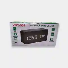Коричневый часы настольные с термометром VST-862