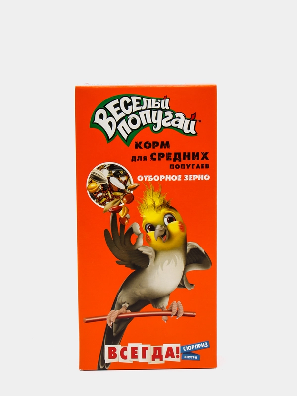 Корм Веселый попугай (Зоомир) отборное зерно для средних попугаев, 450 г