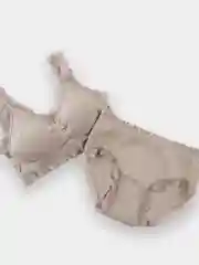Бежевый меланж женский комплект белья, кружевное,  топ трусы