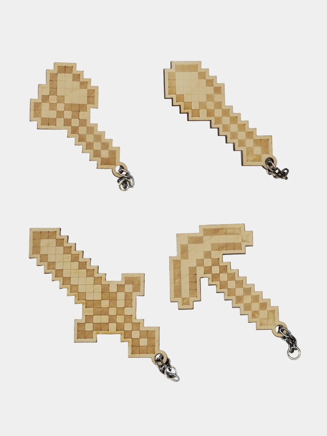 Серый меланж брелок minecraft/майнкрафт для ключей из фанеры
