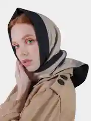 Бежевый косынка кожаная двусторонняя, платок женский из экокожи