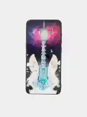 Аметистовый чехол для Samsung Galaxy A5 2018 стеклянная панель, рисунок светится в темноте