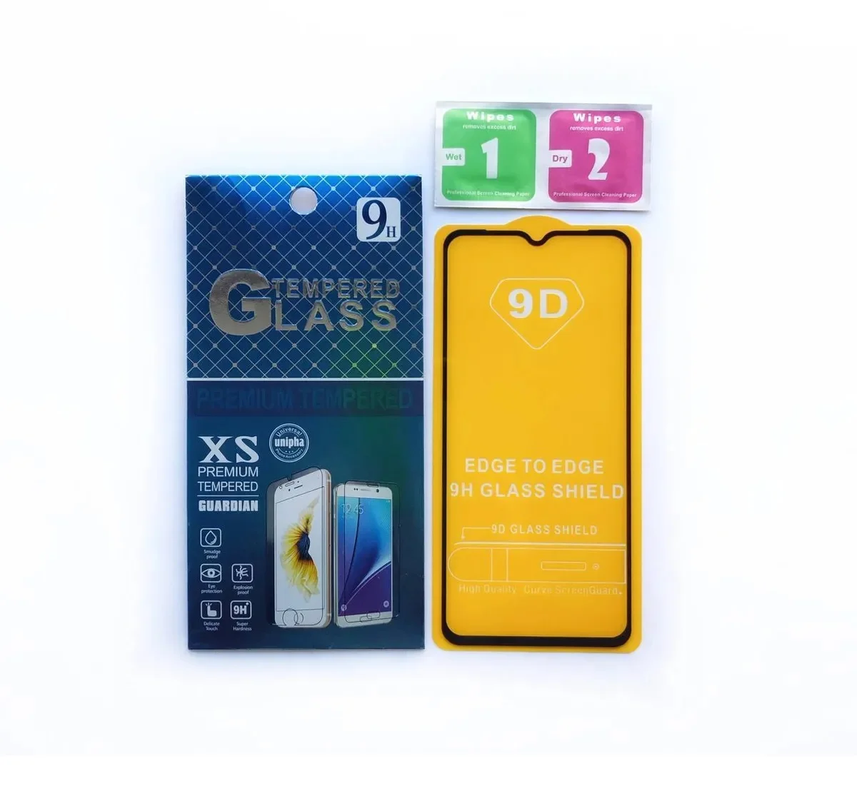 Черный защитное стекло 9D на желтой подложке для IPHONE 13, защита дисплея, олеофобное