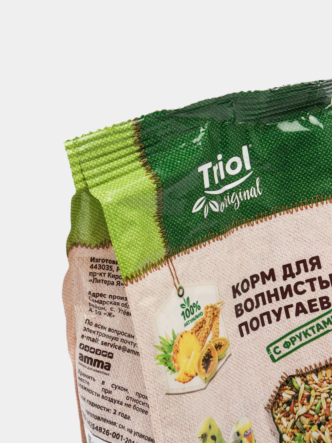 Основной корм для волнистых попугаев с фруктами 450 гр