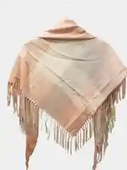 Кораллово-розовый шарф / Платок с бахромой, 110х110 см / Палантин