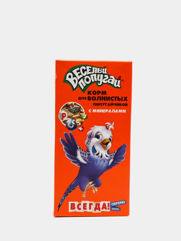 Корм Веселый попугай (Зоомир) с минералами для волнистых попугаев, 450 г