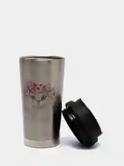 Термокружка CoolPodarok "Графика. Кошка с цветами"