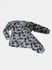 Серый меланж пижама детская из хлопка с начесом, от 1-10лет. Для мальчиков и девочек