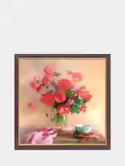 Коричневый картина для интерьера РОЗОВЫЙ МАК/картина на стену/цветы