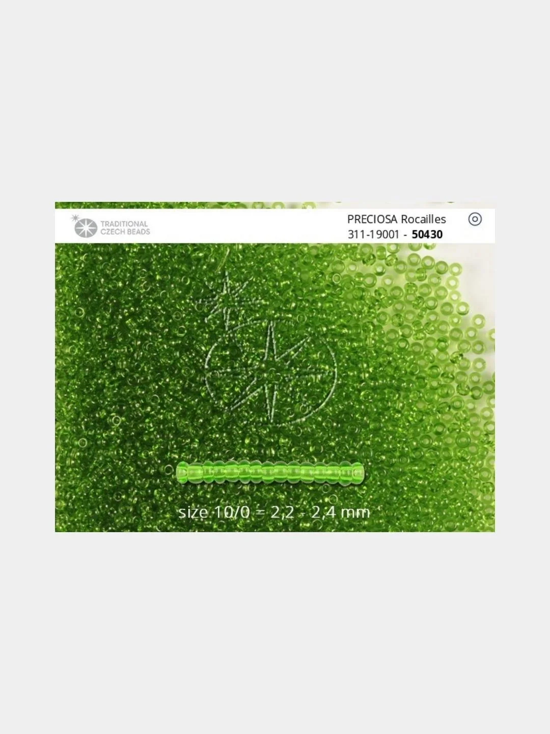 Салатовый чешский бисер Preciosa 10/0, Natural transparent (10, 50 грамм)