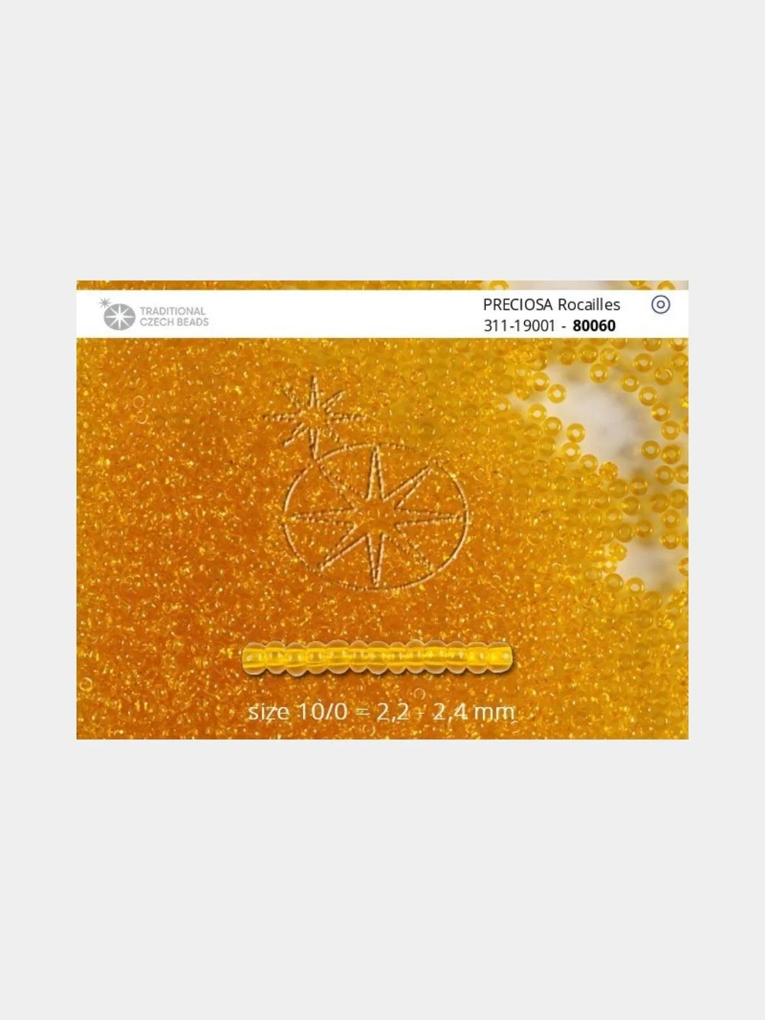 Желтый чешский бисер Preciosa 10/0, Natural transparent (10, 50 грамм)