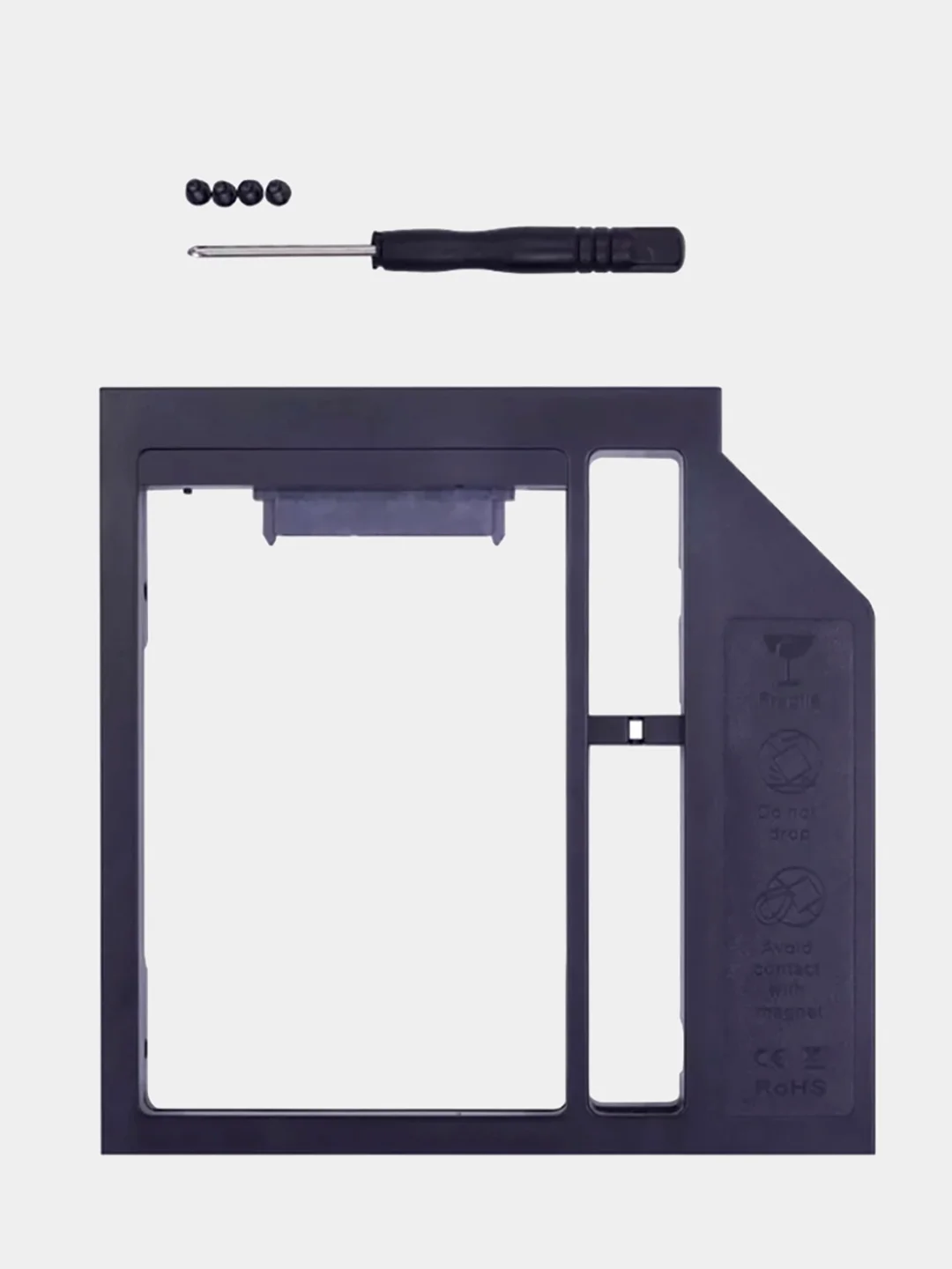 Черный адаптер Салазки для SSD / HDD 2,5" в разъем DVD привода