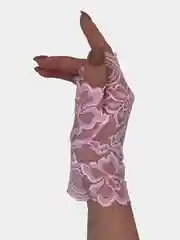 Пудровый перчатки - митенки, гипюровые