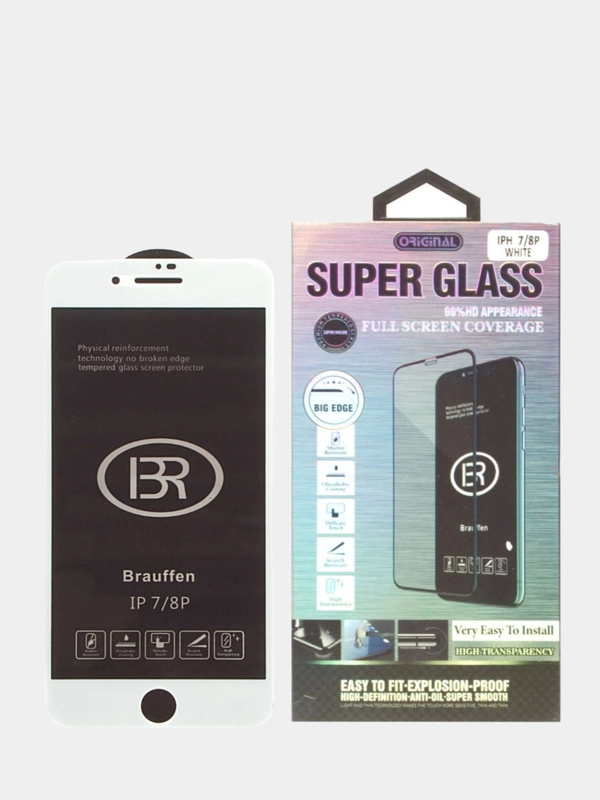 Защитное стекло iPhone 7/8 Plus 6D белое 9H Premium Glass