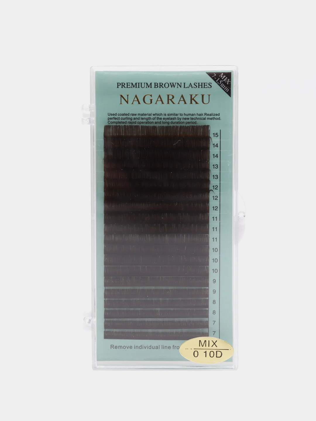 Ресницы  для наращивания Nagaraku Premium mix D  0.10 7-15 мм 20 линий