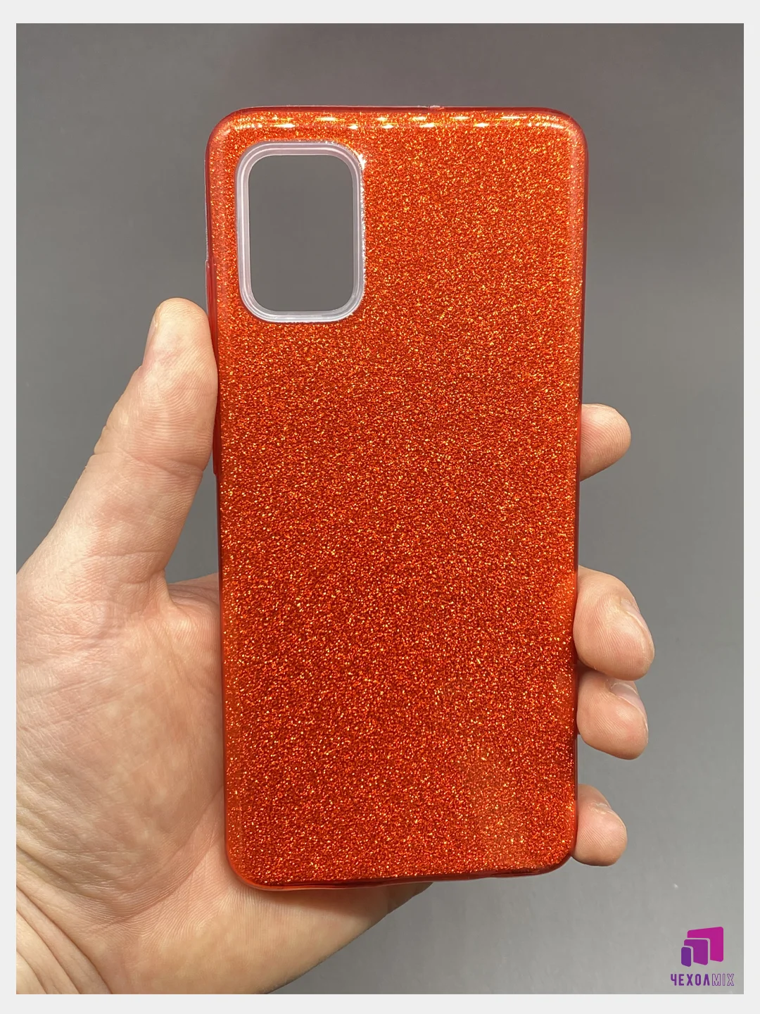 Красный чехол силиконовый с блестками для Samsung Galaxy A32 Противоударный чехол